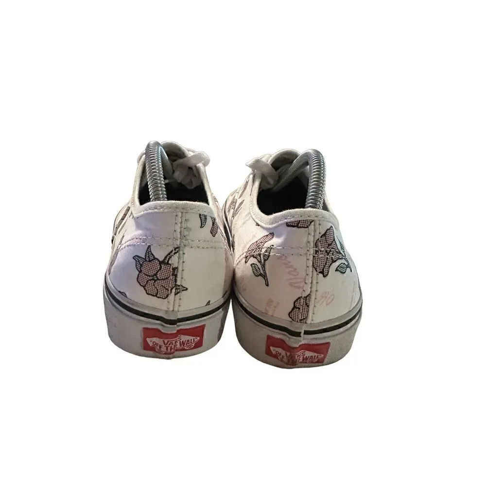 VANS Authentic Low Thank You Floral 507698 White Flowers Womens Size 8 Shoes